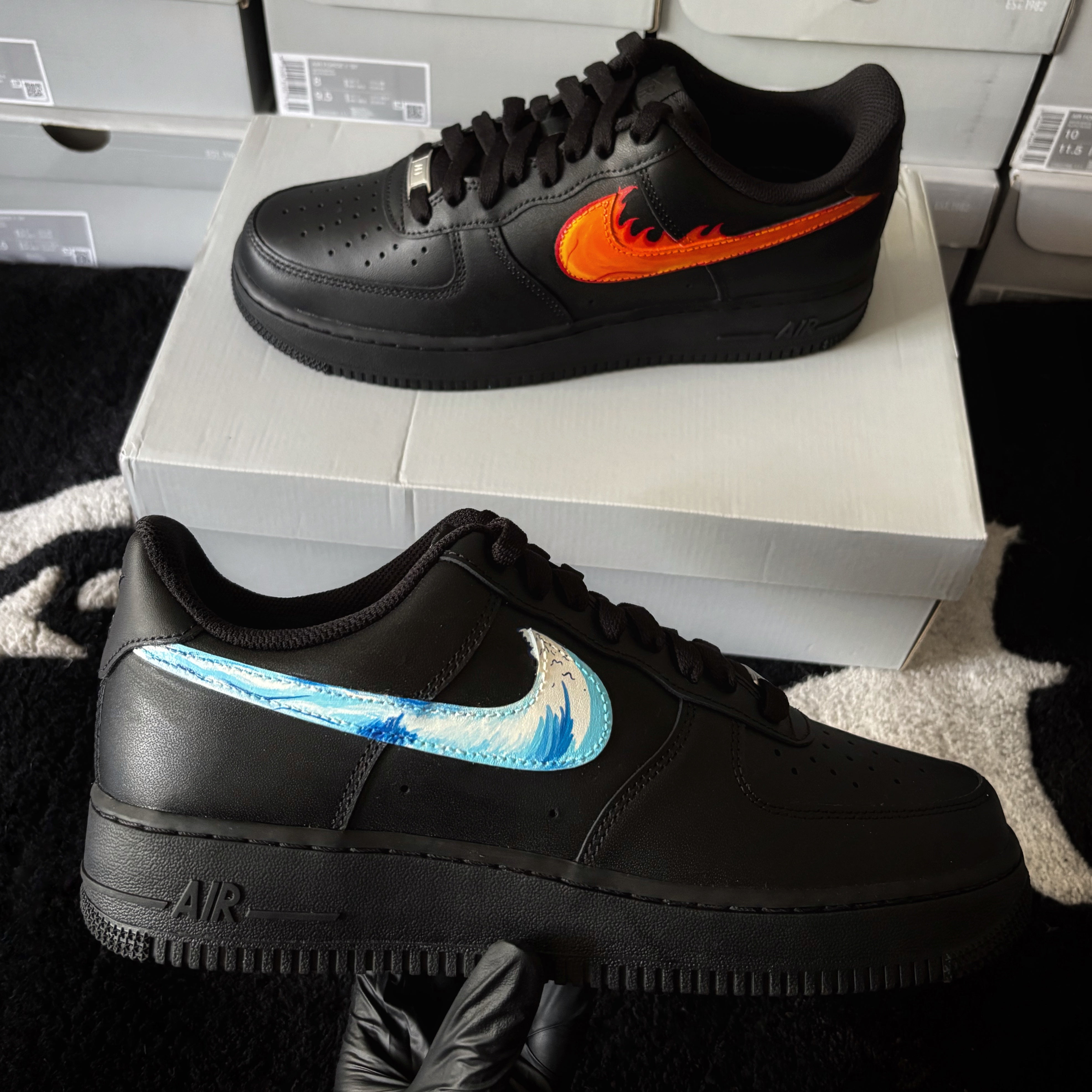 Nike Air Force 1 Black x Fire and Water