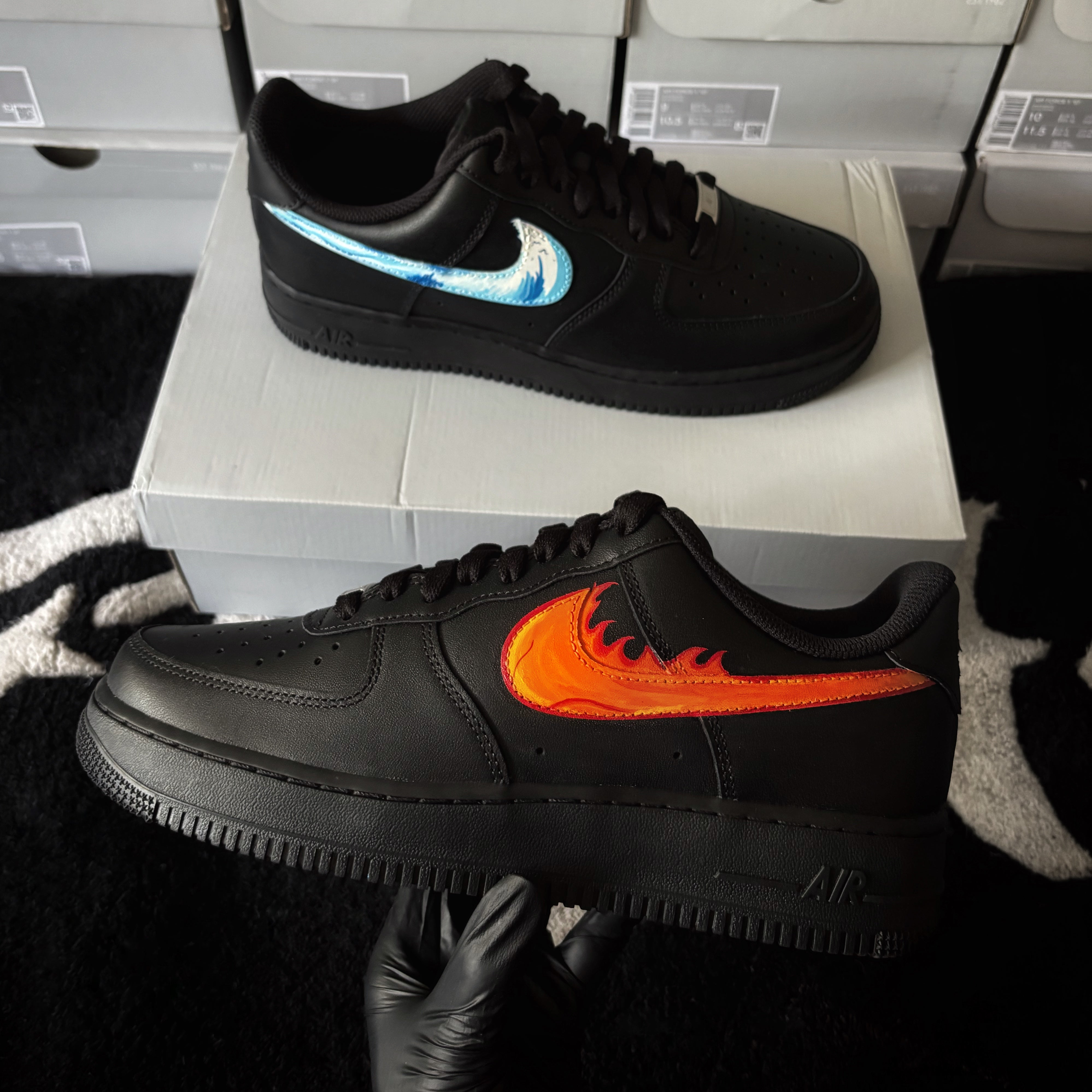 Nike Air Force 1 Black x Fire and Water