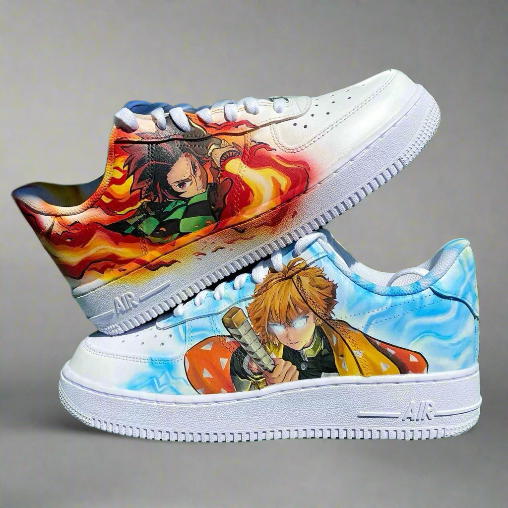 Nike Air Force 1 x Tanjiro x Zenitsu Demon Slayer Kimetsu No Yaiba Knickgasm