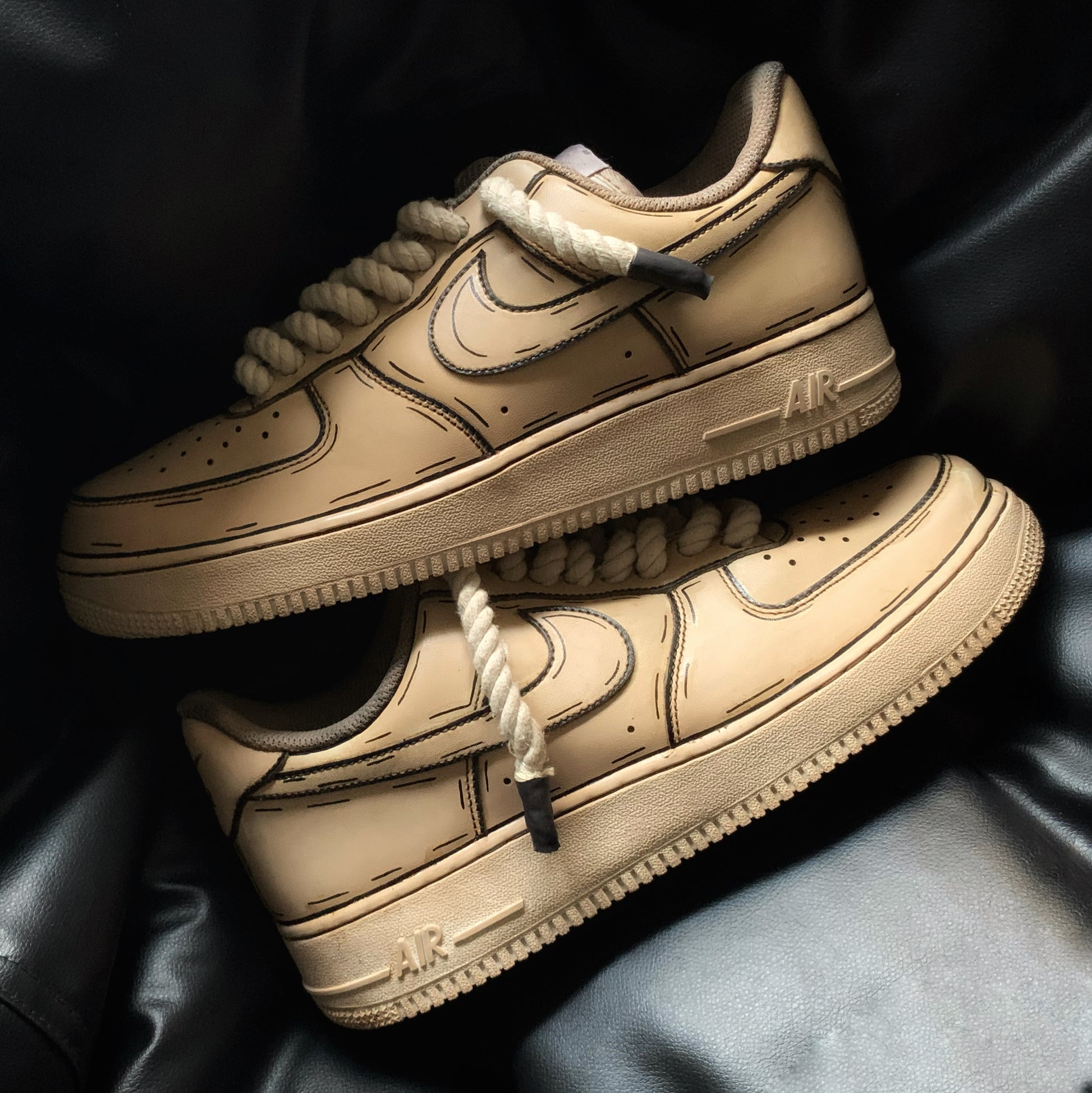 Nike Air Force 1 Low With Brown Rope Laces UNISEX Custom Shoes All