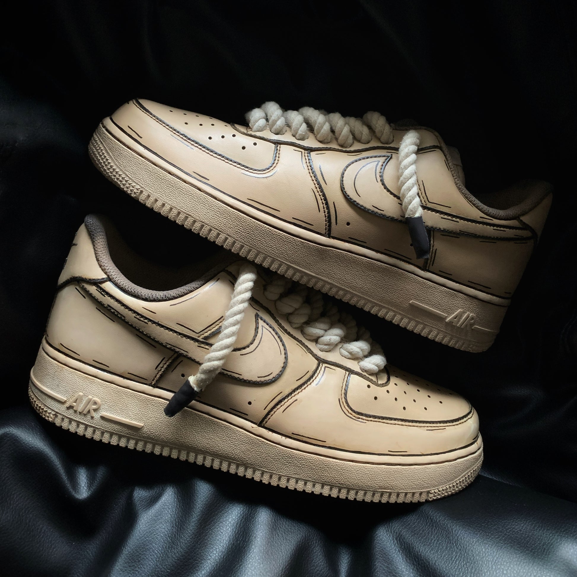 Custom Air Force 1 Coffee Dipped And Rope Laces