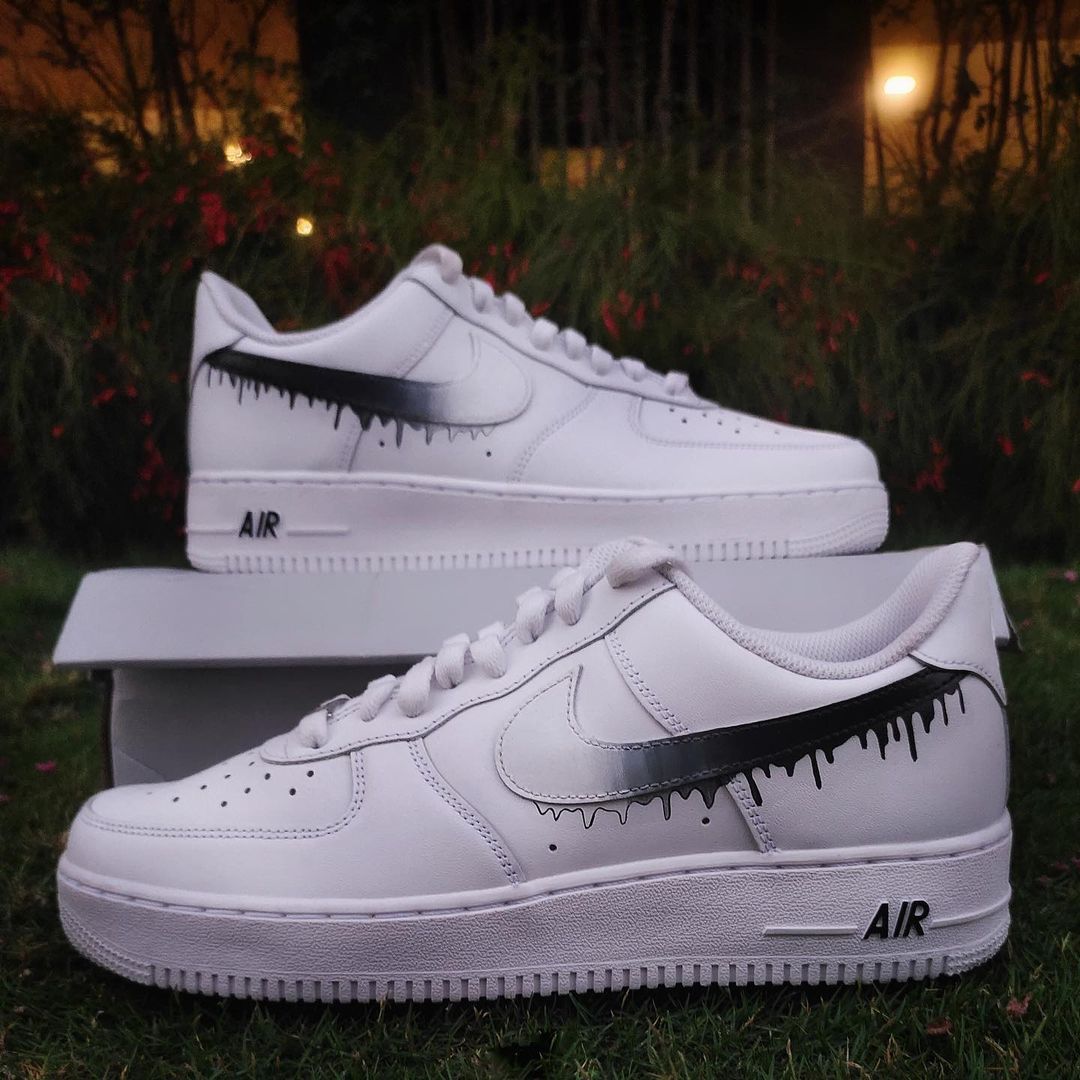 Nike Air Force x Black and White Drip - Main Image