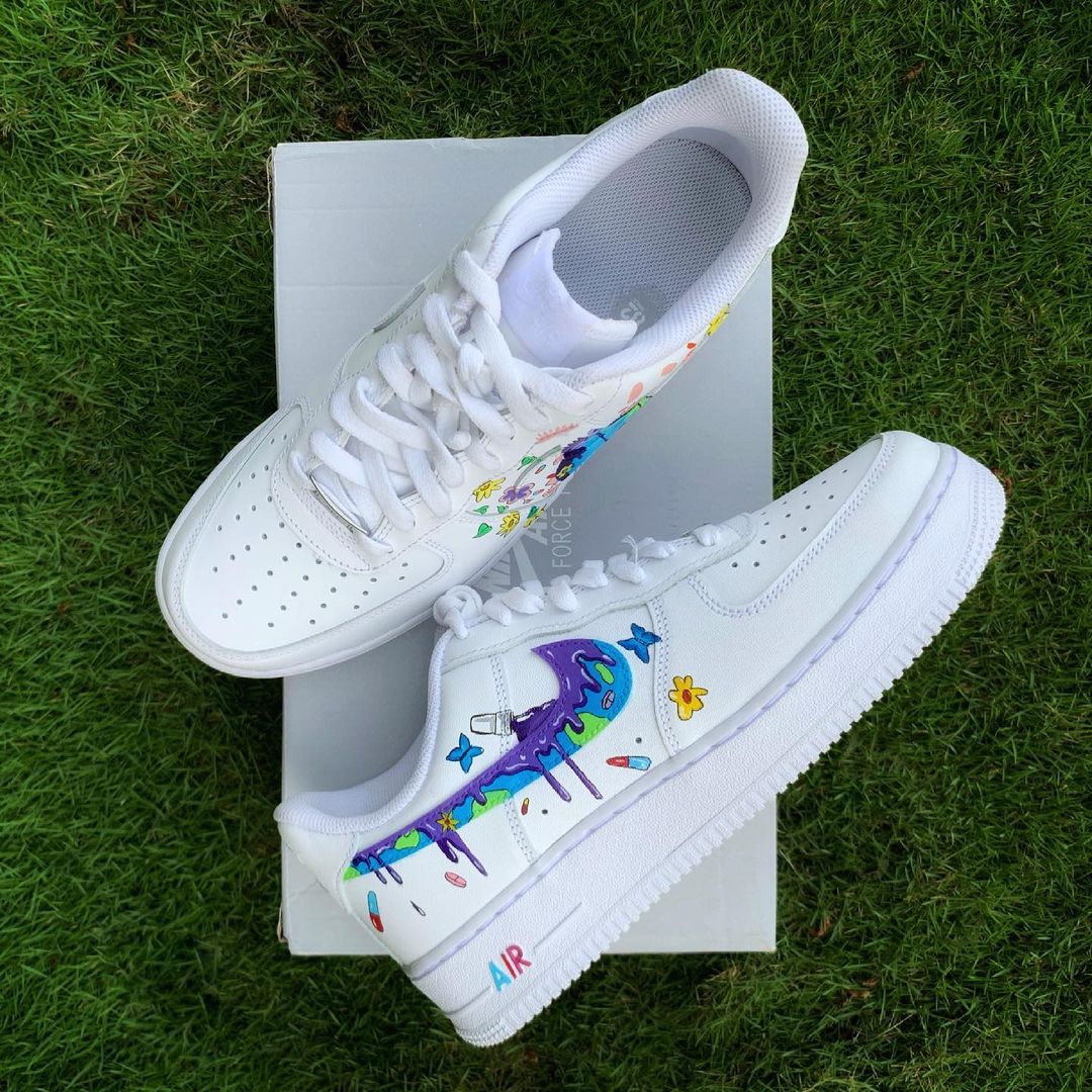 Custom on sale white nikes